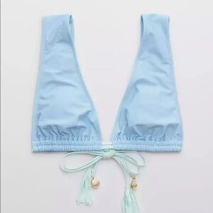 Aerie Tassel Plunge bathing suit top, drawstring